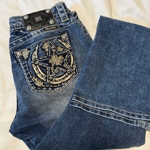 Miss Me Y2K Western Glam Jeans Size 30 Rhinestone Embellished Bootcut
